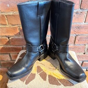 Coconuts by Matisse Black Leather Combat/Moto Boots